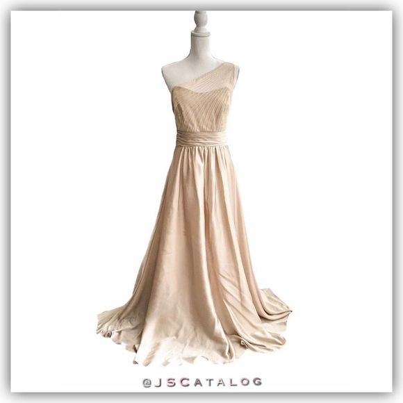 Bridesmaid Cocktail One Shoulder Beaded Top Flowy Satin Dress - LIKE NEW - Size - Picture 1 of 12